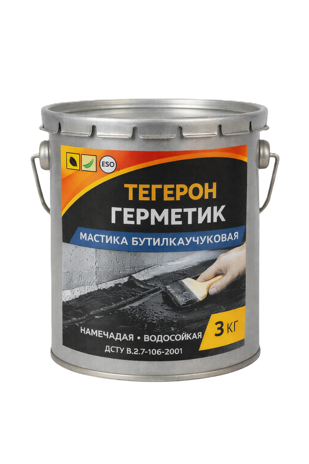 Тегерон Герметик ЭКОБИТ ведро 3,0 кг мастика бутилкаучуковая ДСТУ Б В.2.7-108-2001  ( ГОСТ 30693-2000)